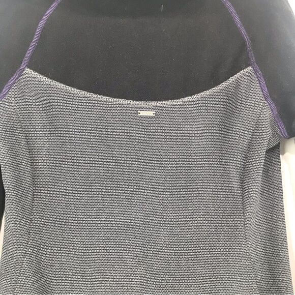 Prana Black Gray Colorblock  Drawstring Hood Cozy Long sleeve Tunic Fleece - Picture 12 of 15